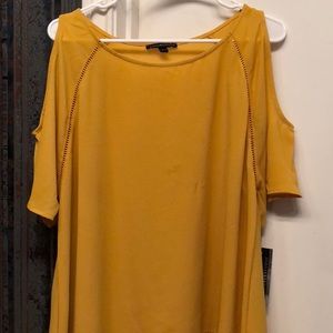 Burnt orange blouse/ cold shoulder top